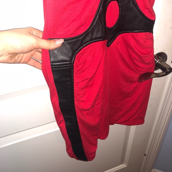 RED / Pleather DRESS - Picture 4 of 5